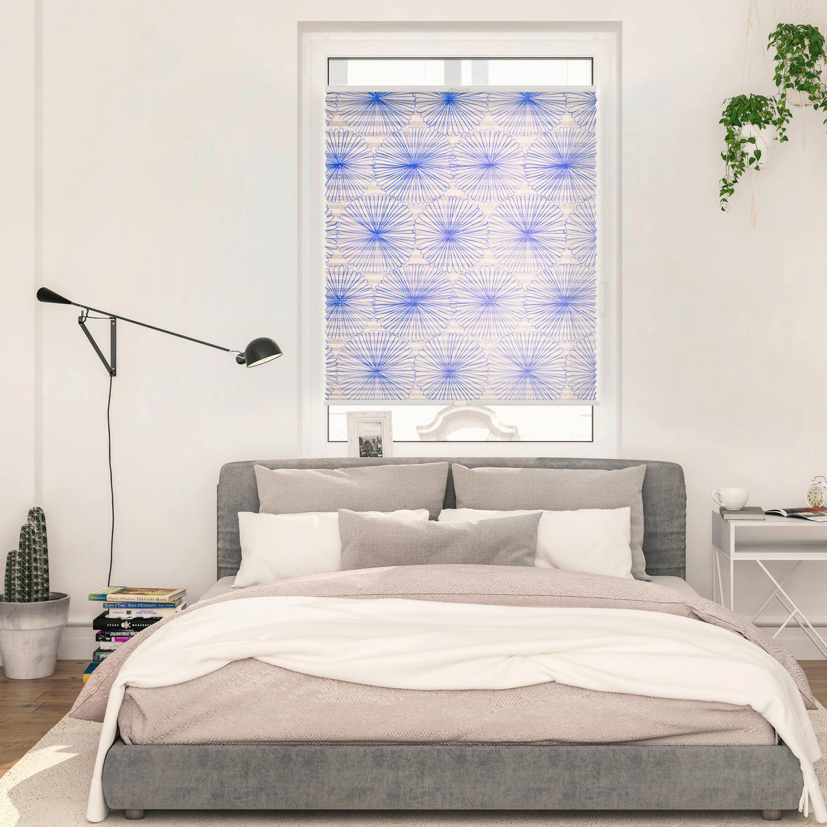 Spannplissee Flower Wheel blau B/L: ca. 80x130 cm Flower Wheel - blau (80,00/130,00cm) - LICHTBLICK