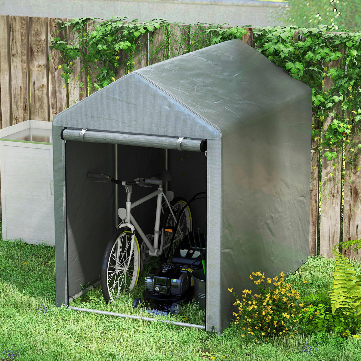 Outsunny Garagenzelt dunkelgrau Polyester B/H/L: ca. 179x165x120 cm Garagenzelt - dunkelgrau (120,00/179,00/165,00cm) - Outsunny