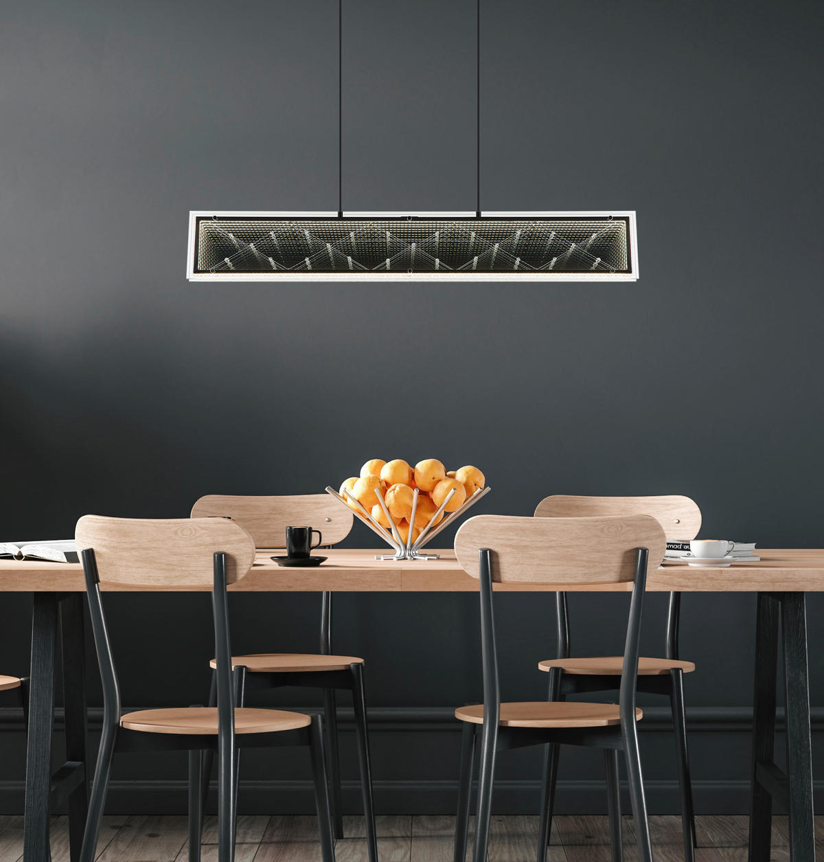 GLOBO Hängeleuchte klar schwarz Aluminium Glas Kunststoff B/H/L: ca. 8x120x113 cm 1.0 Brennstellen Mirrora - klar/schwarz (113,00/8,00/120,00cm) - GLOBO