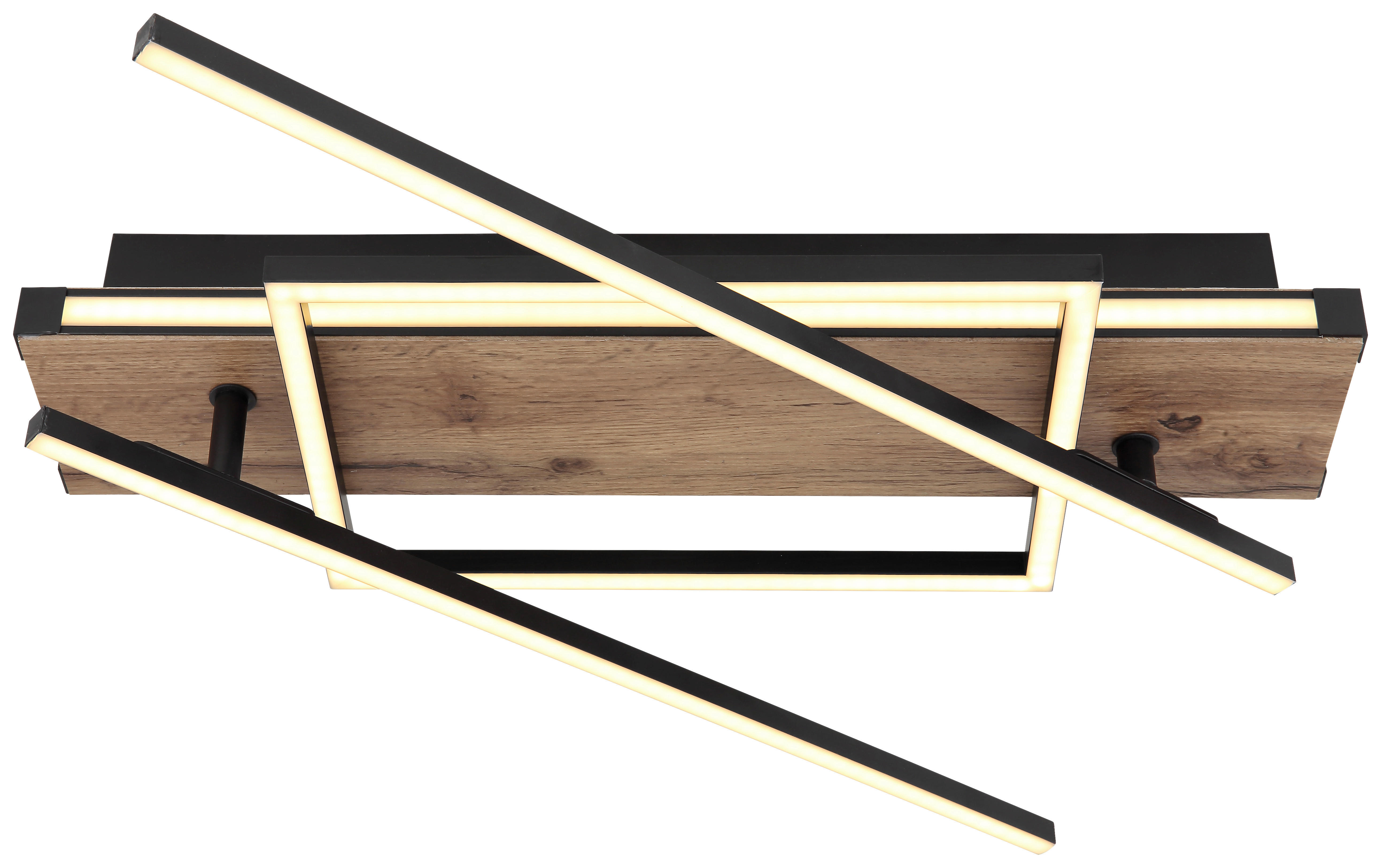 GLOBO LED-Deckenleuchte 67299D3 dunkelbraun mattschwarz Metall MDF Kunststoff B/H/T: ca. 88x12x120 cm COLLI - dunkelbraun/mattschwarz (88,00/12,00/120,00cm) - GLOBO