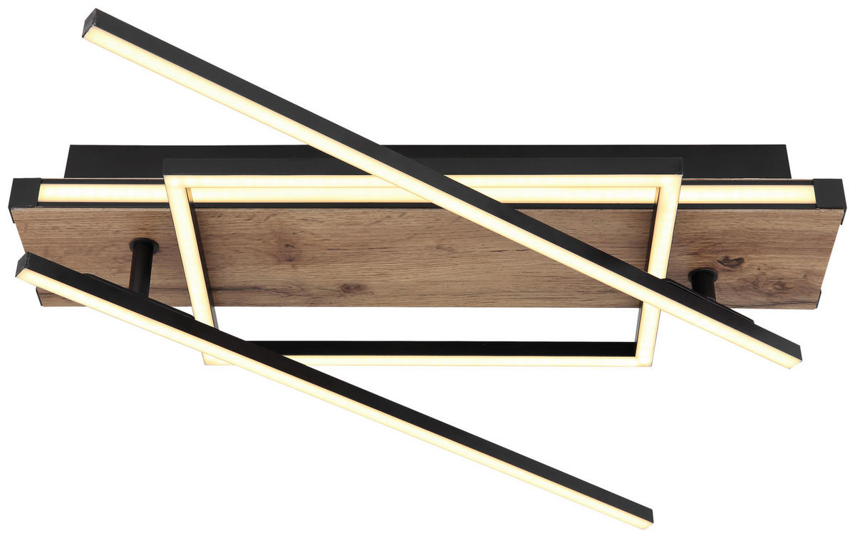 GLOBO LED-Deckenleuchte 67299D3 dunkelbraun mattschwarz Metall MDF Kunststoff B/H/T: ca. 88x12x120 cm COLLI - dunkelbraun/mattschwarz (88,00/12,00/120,00cm) - GLOBO