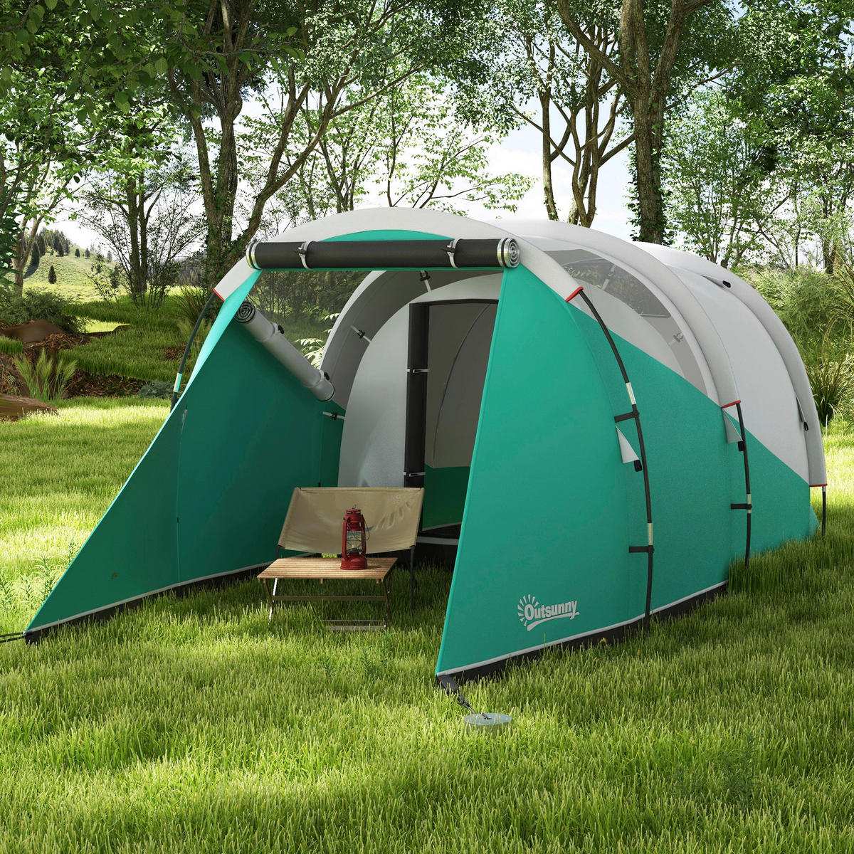 Outsunny Campingzelt B/H/L: ca. 260x190x460 cm Campingzelt - grün (460,00/260,00/190,00cm) - Outsunny