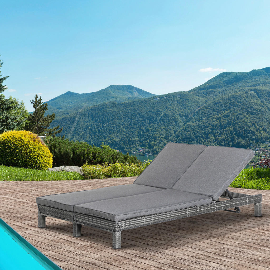 Outsunny Doppelliege grau Metall B/H/L: ... Outsunny Doppelliege grau Metall B/H/L: ...