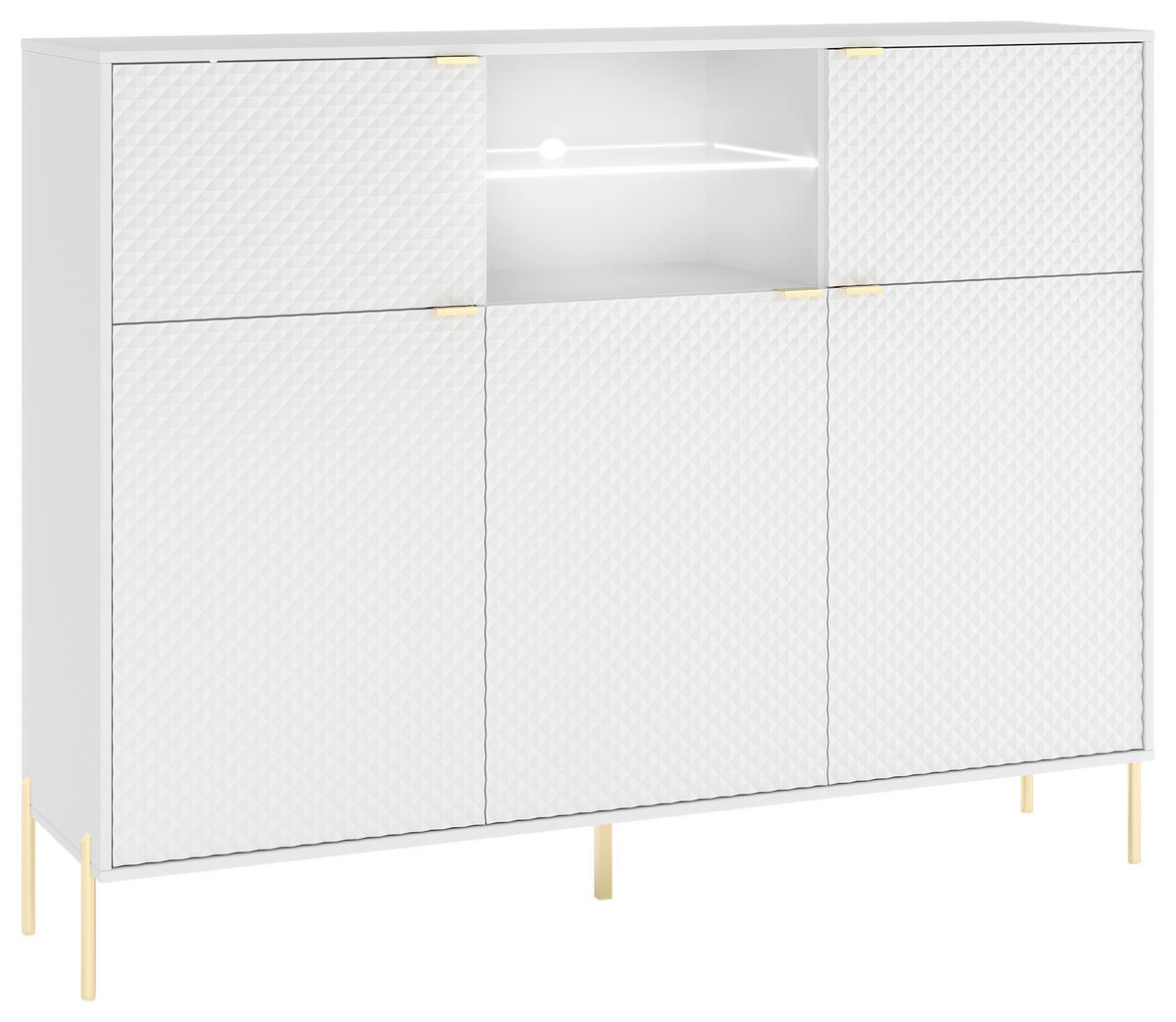 Kommode KOMMODE DIAMOND DI3 LED weiß weiß glänzend B/H/T: ca. 155,9x125,9x42 cm KOMMODE DIAMOND DI3 LED - weiß (155,90/125,90/42,00cm) - WIPMEB