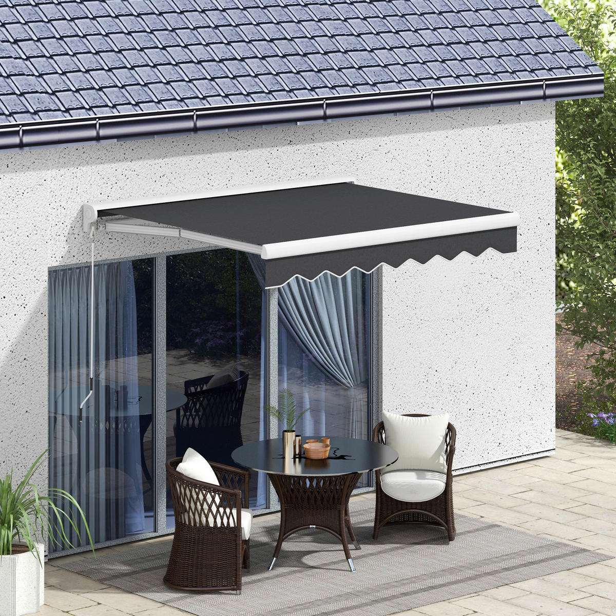 Outsunny Markise grau B/H/L: ca. 250x200x150 cm Markise - grau (150,00/250,00/200,00cm) - Outsunny