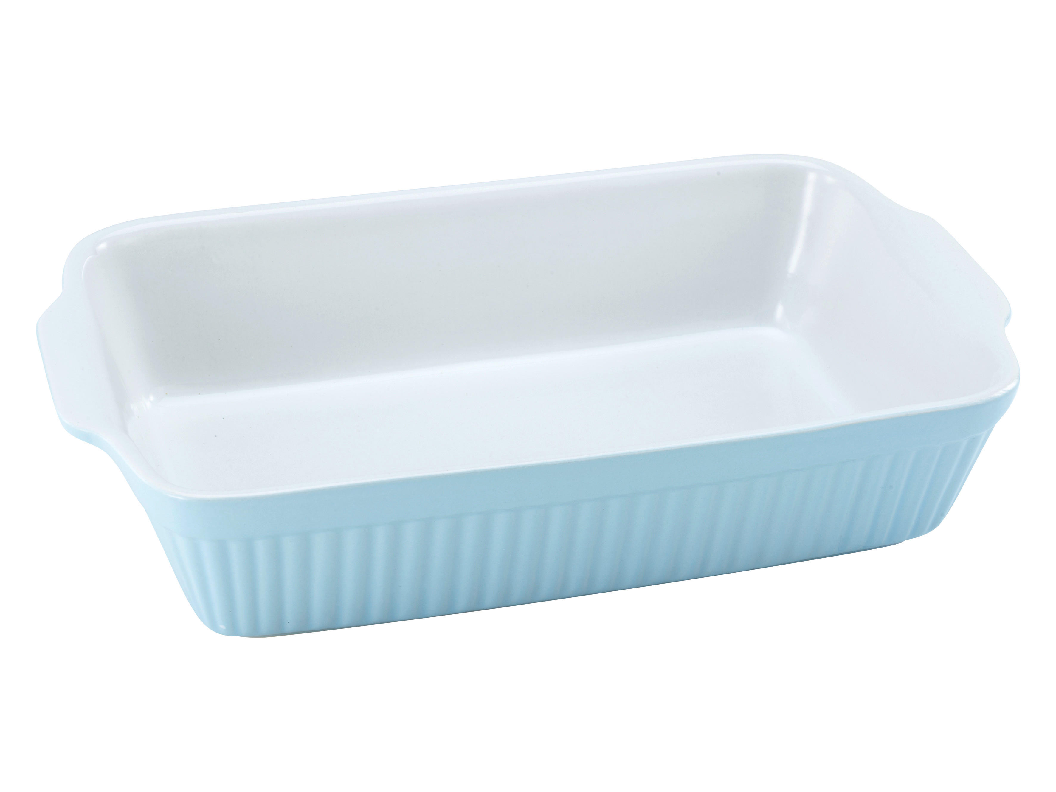 CreaTable Auflaufform Classic PASTELL Kitchen hellblau Steinzeug B/H/L: ca. 20x5,5x34 cm Classic PASTELL Kitchen - hellblau (34,00/20,00/5,50cm) - CreaTable