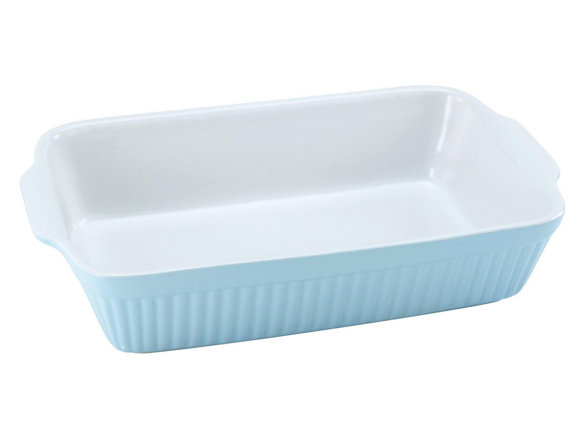 CreaTable Auflaufform Classic PASTELL Kitchen hellblau Steinzeug B/H/L: ca. 20x5,5x34 cm Classic PASTELL Kitchen - hellblau (34,00/20,00/5,50cm) - CreaTable