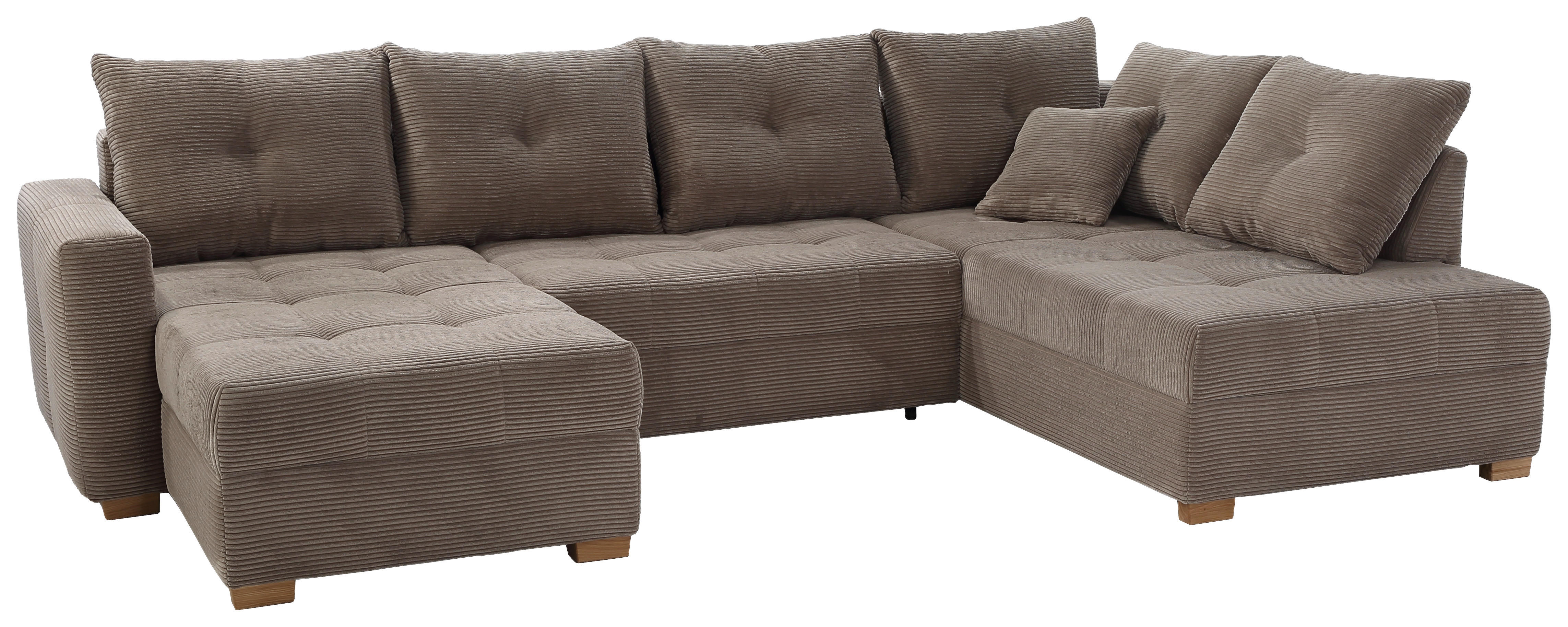 Wohnlandschaft taupe Microfaser B/H/T: ca. 313x92x200 cm Abby_Wohnlandschaft - Eiche/taupe (313,00/92,00/200,00cm)