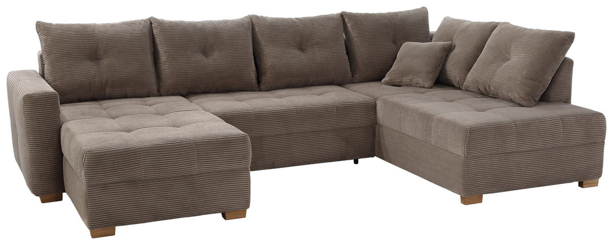 Wohnlandschaft taupe Microfaser B/H/T: ca. 313x92x200 cm Abby_Wohnlandschaft - Eiche/taupe (313,00/92,00/200,00cm)