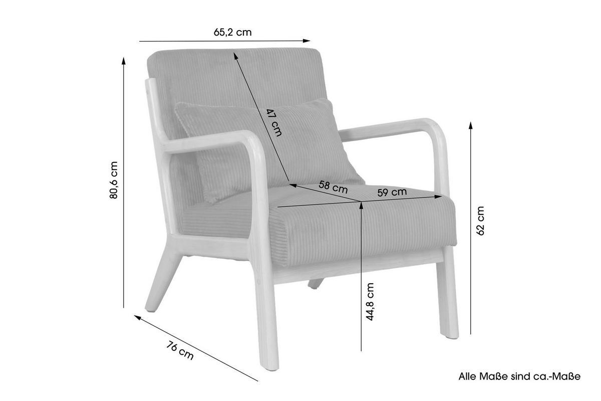 Sessel NOHR natur grau B/H/T: ca. 65,2x80,6x76 cm NOHR - natur/grau (65,20/80,60/76,00cm) - byLIVING