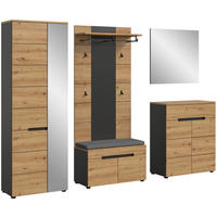 Garderobe Canu basaltgrau Nachbildung Artisan Nachbildung B/H/T: ca. 255x190x37 cm Canu - basaltgrau (255,00/190,00/37,00cm) - xonox.home
