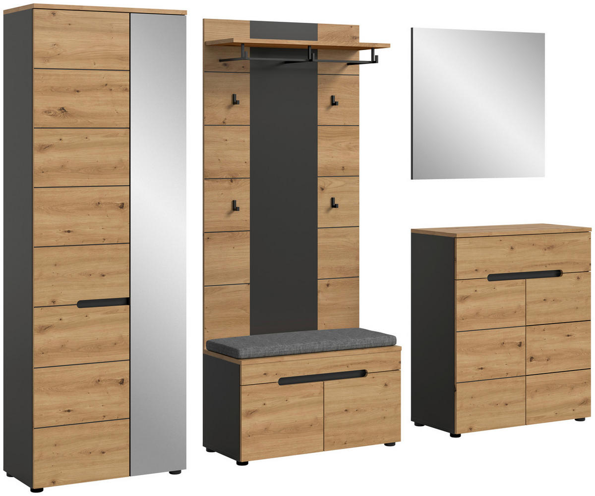 Garderobe Canu basaltgrau Nachbildung Artisan Nachbildung B/H/T: ca. 255x190x37 cm Canu - basaltgrau (255,00/190,00/37,00cm) - xonox.home