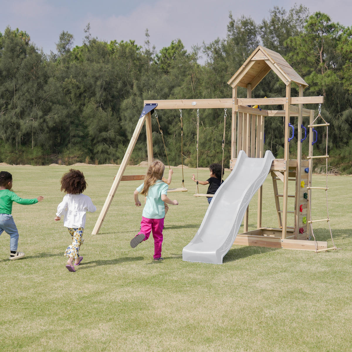 AXI Spielturm Moos braun B/H/L: ca. 342x267x375 cm Moos - braun/weiß (375,00/342,00/267,00cm) - AXI