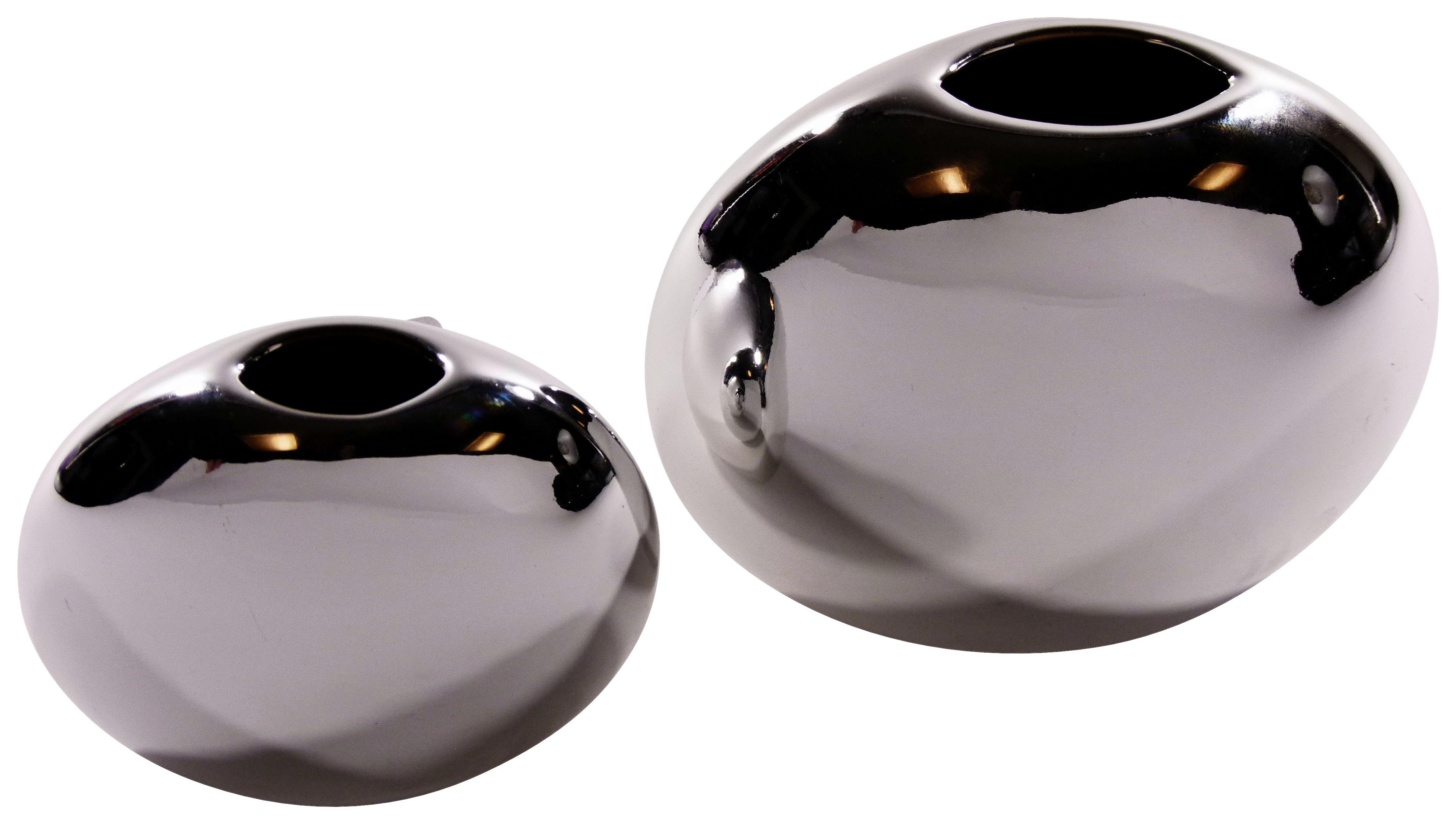 Glas-Art Vase silber Keramik Vase_Oval - silber - Glas-Art