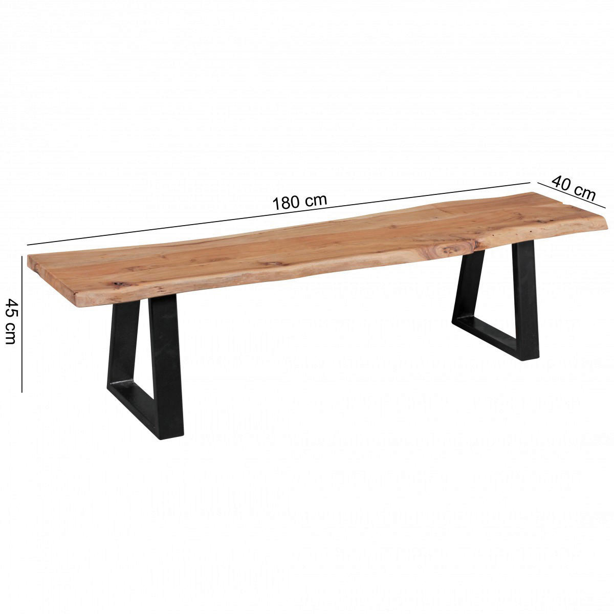 Sitzbank natur schwarz B/H/T: ca. 180x45x40 cm Sitzbank - natur/schwarz (180,00/45,00/40,00cm) - Wohnling