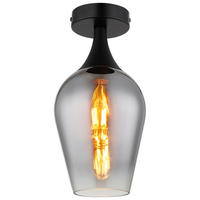 GLOBO Deckenleuchte Chrom schwarz transparent Metall Glas H/D: ca. 30x15 cm E27 1 Brennstellen LAVUS - schwarz/Chrom (15,00/30,00cm) - GLOBO