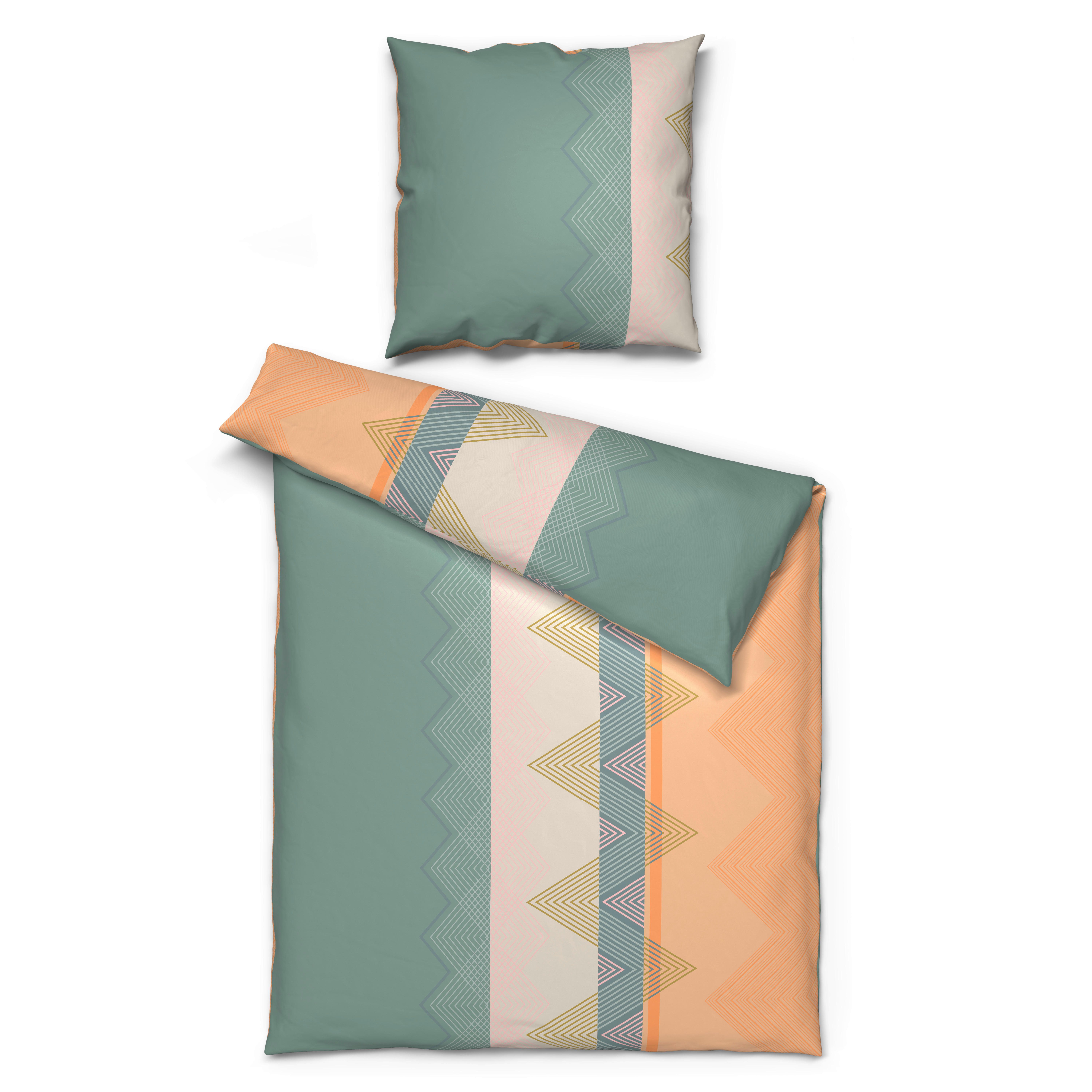 Baumwoll Bettwäsche Cotton touch Bettwäsche_Cotton-Touch Pia - orange/grün (135,00/200,00cm) - Sensation