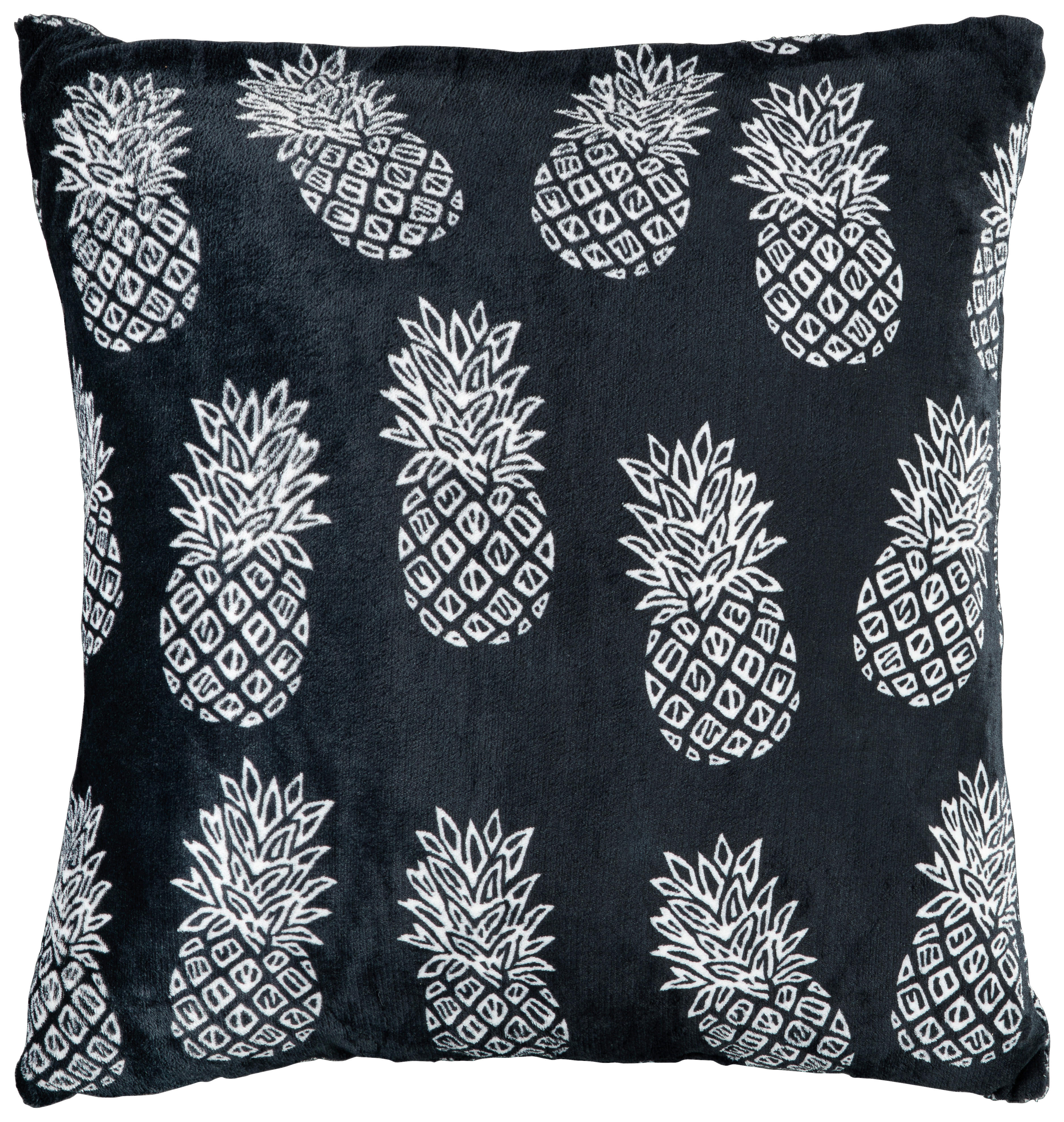 Dekokissen Flanell Flanellkissen_XL Ananas 60x60cm - weiß/schwarz (60,00/60,00cm)