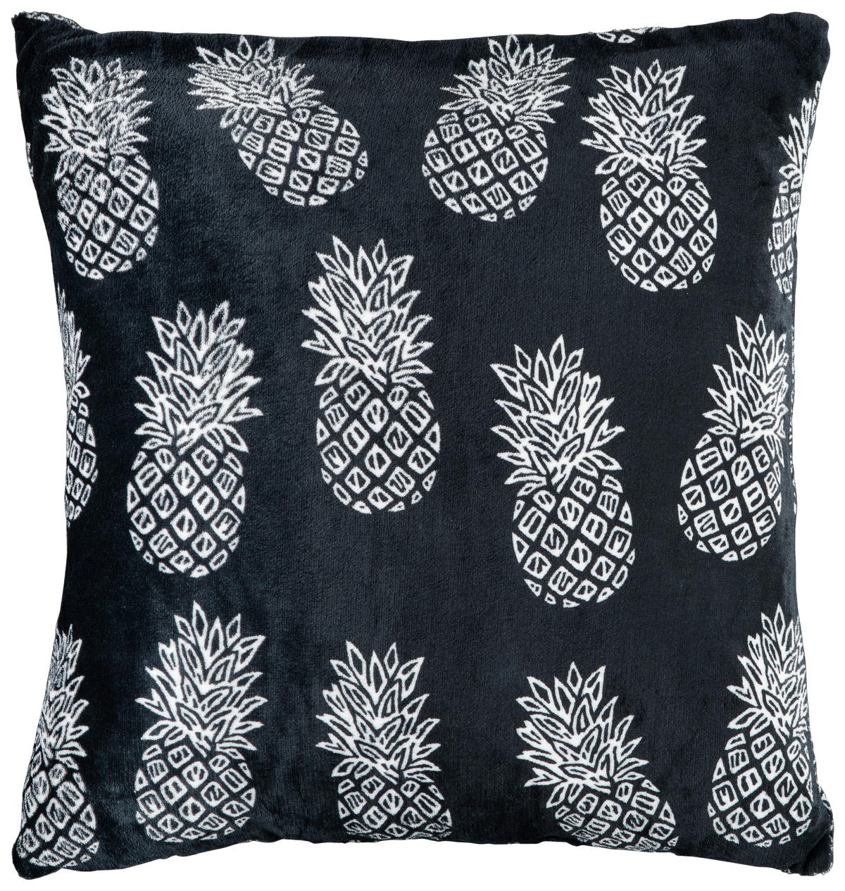 Dekokissen Flanell Flanellkissen_XL Ananas 60x60cm - weiß/schwarz (60,00/60,00cm)