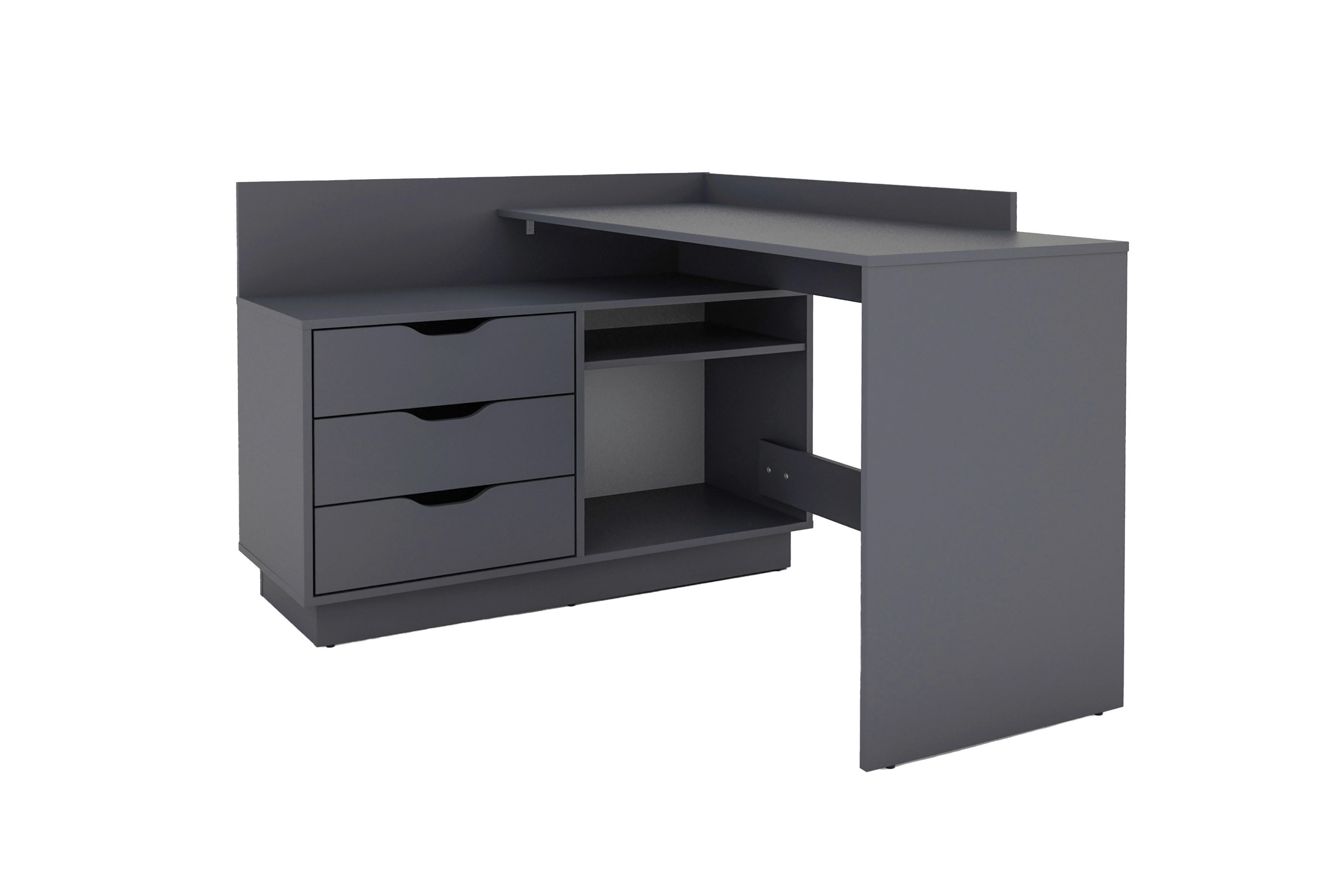 Eckschreibtisch BELFAST anthrazit B/H/T: ca. 129x83,5x105 cm BELFAST - anthrazit (129,00/83,50/105,00cm) - byLIVING