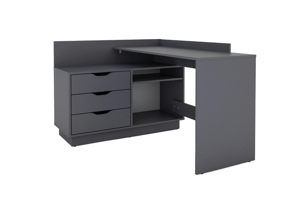 Eckschreibtisch BELFAST anthrazit B/H/T: ca. 129x83,5x105 cm BELFAST - anthrazit (129,00/83,50/105,00cm) - byLIVING