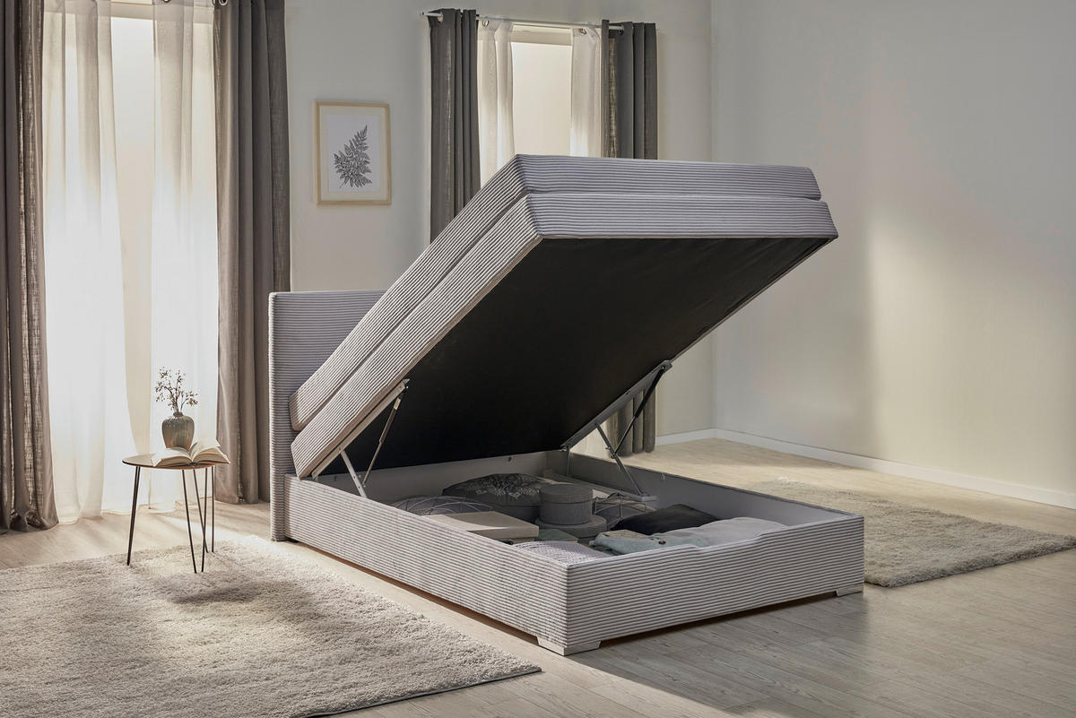 Boxspringbett Porto grau Liegefläche B/L: ca. 140x200 cm Porto - grau (147,00/105,00/211,00cm)