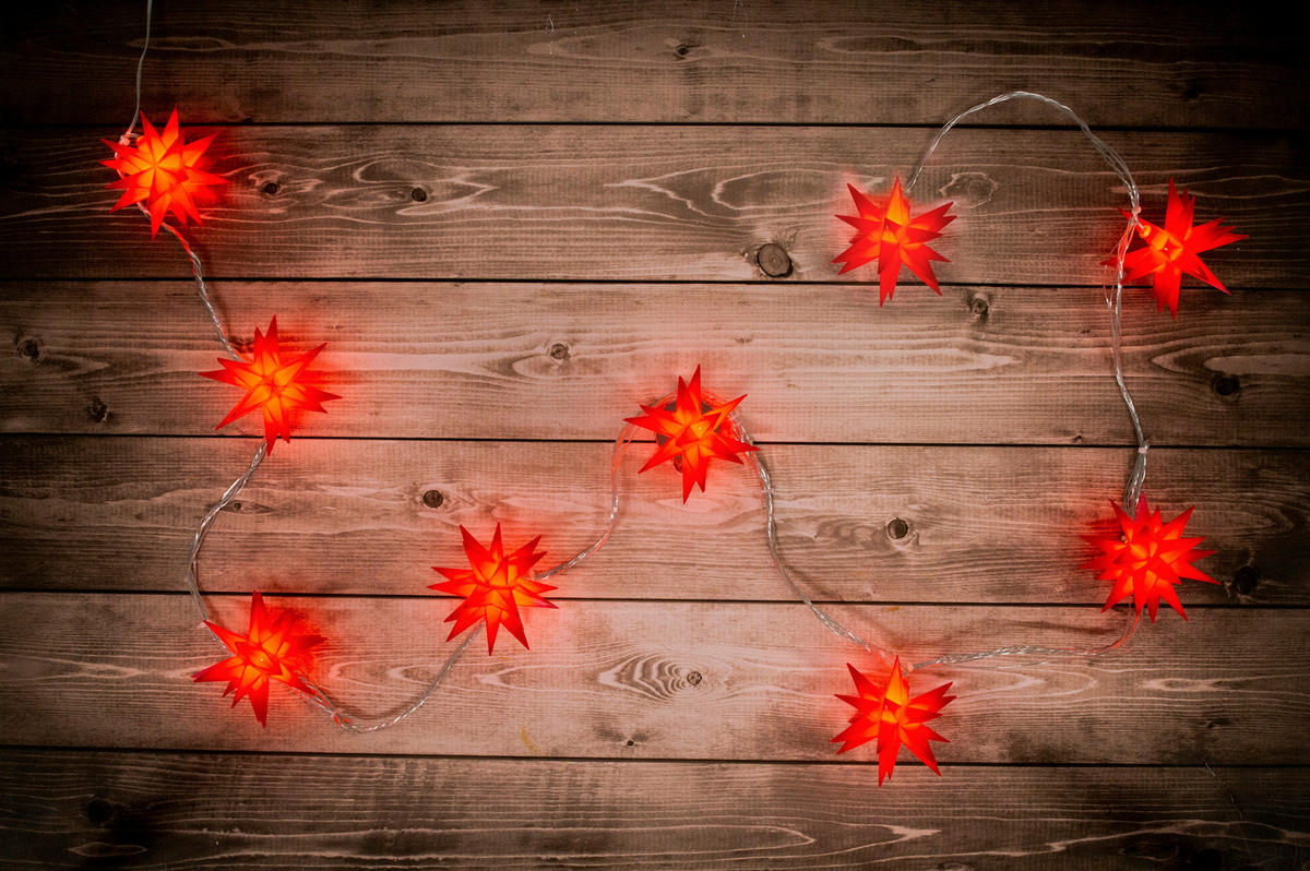 Näve Leuchten LED-Lichterkette LED Lichterkette 3D-STERNE - rot (9,00/10,50/740,00cm) - Näve Leuchten