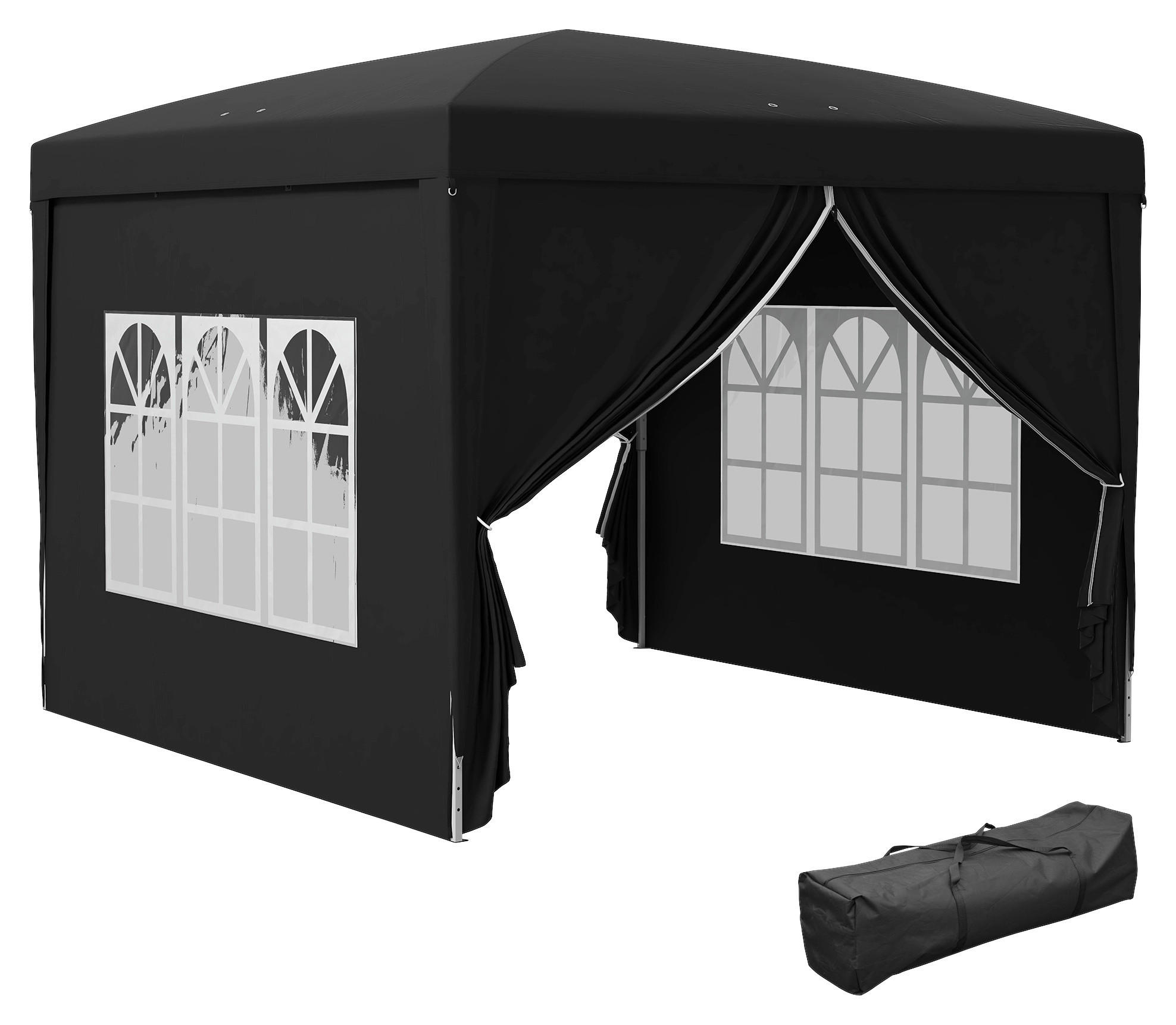 Outsunny Pavillon schwarz Stahl B/H/L: ca. 295x258x295 cm Pavillon - schwarz (295,00/295,00/258,00cm) - Outsunny