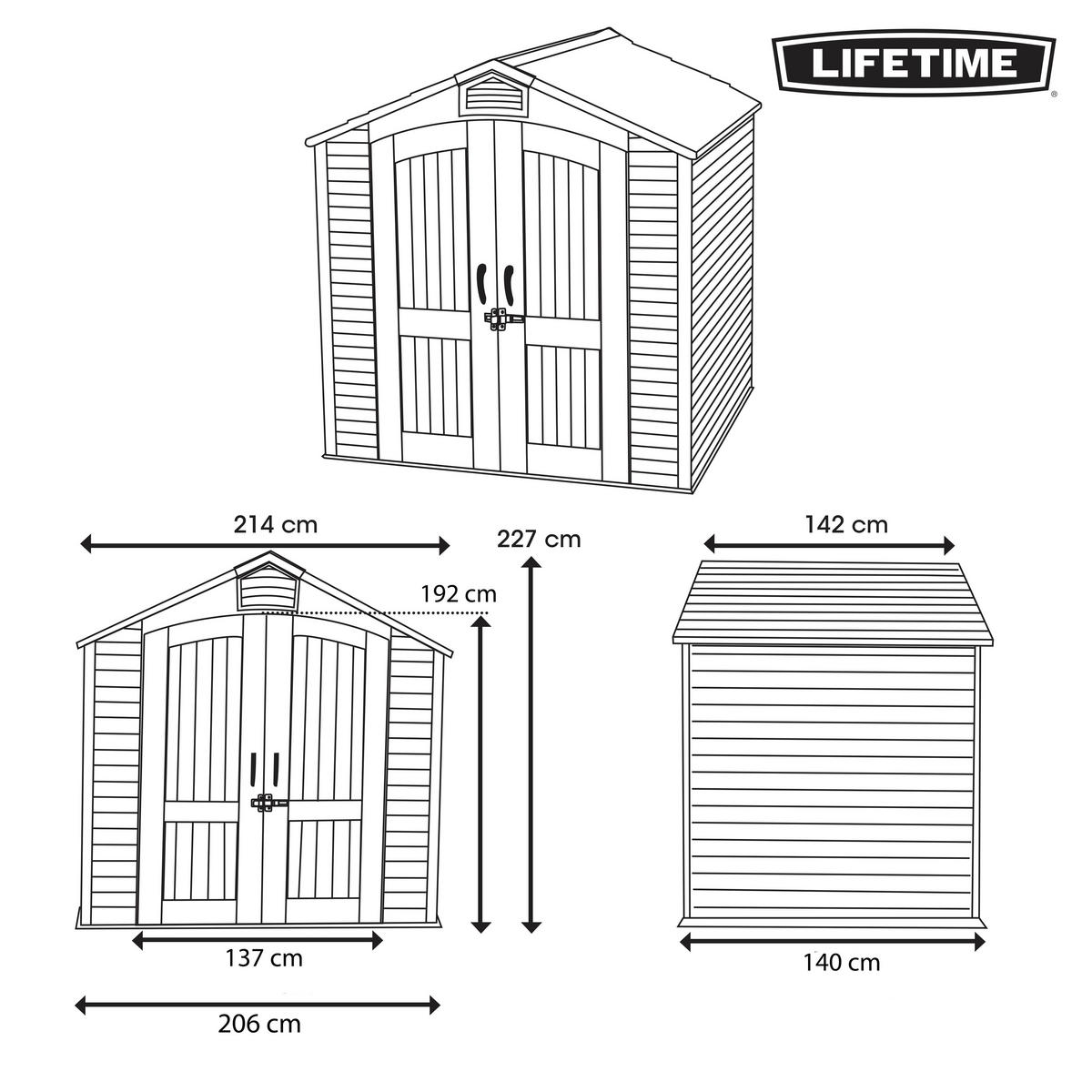 Lifetime Gartenhaus Starlet Lichtgrau B/H/L: ca. 215x228x143 cm Starlet - Lichtgrau (143,00/215,00/228,00cm) - Lifetime