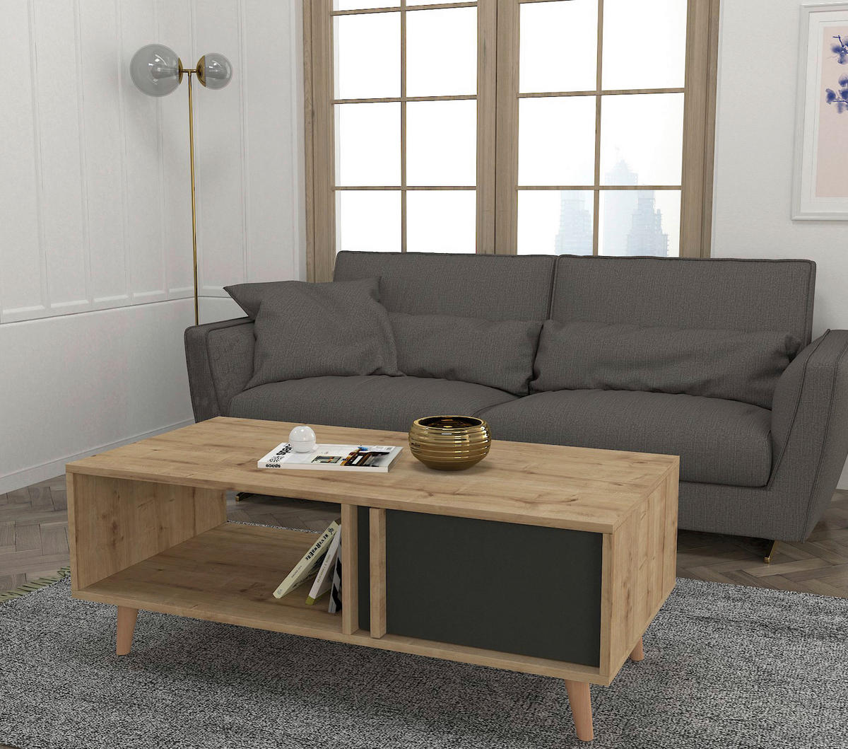 Couchtisch Malmo Saphir anthrazit B/H/T: ca. 120x45x60 cm Malmo - Saphir/anthrazit (120,00/45,00/60,00cm) - moebel17