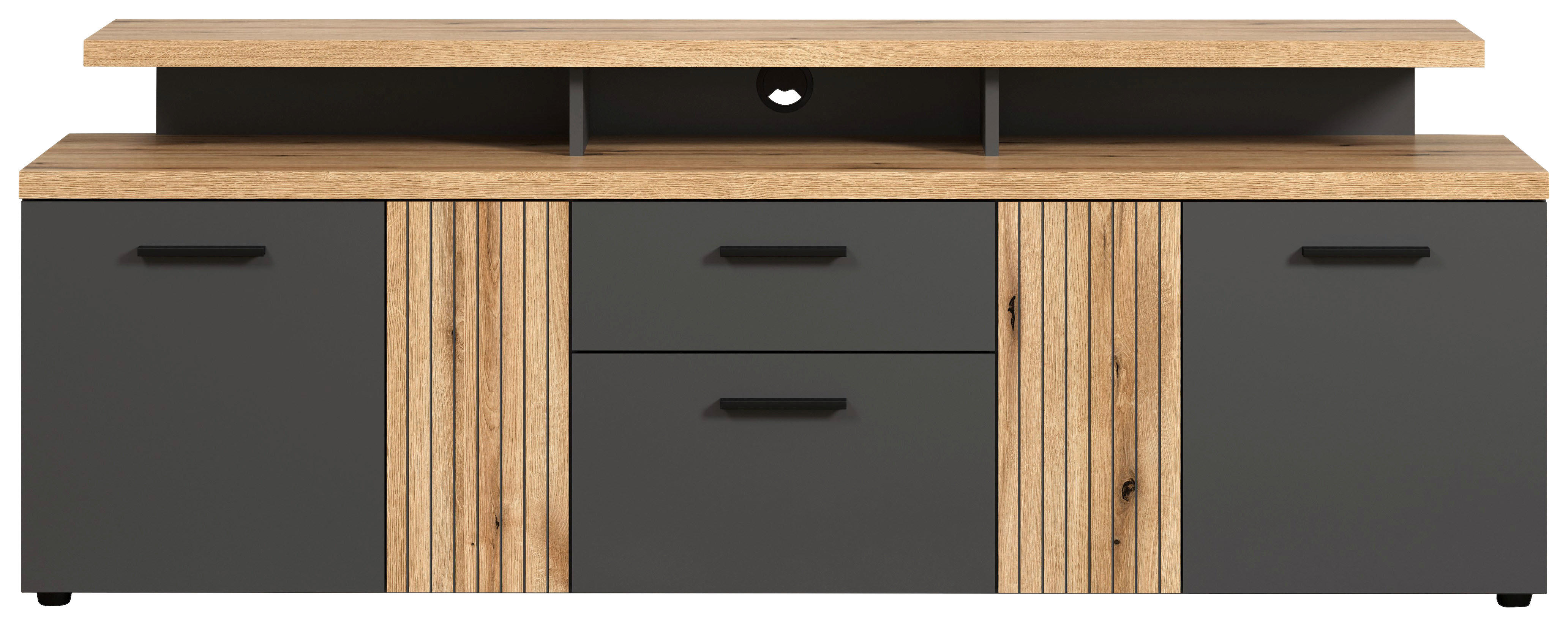 TV-Lowboard Esteban Eiche Evoke Oak Nachbildung anthrazit B/H/T: ca. 180x66x47 cm Esteban - Eiche/anthrazit (180,00/66,00/47,00cm)