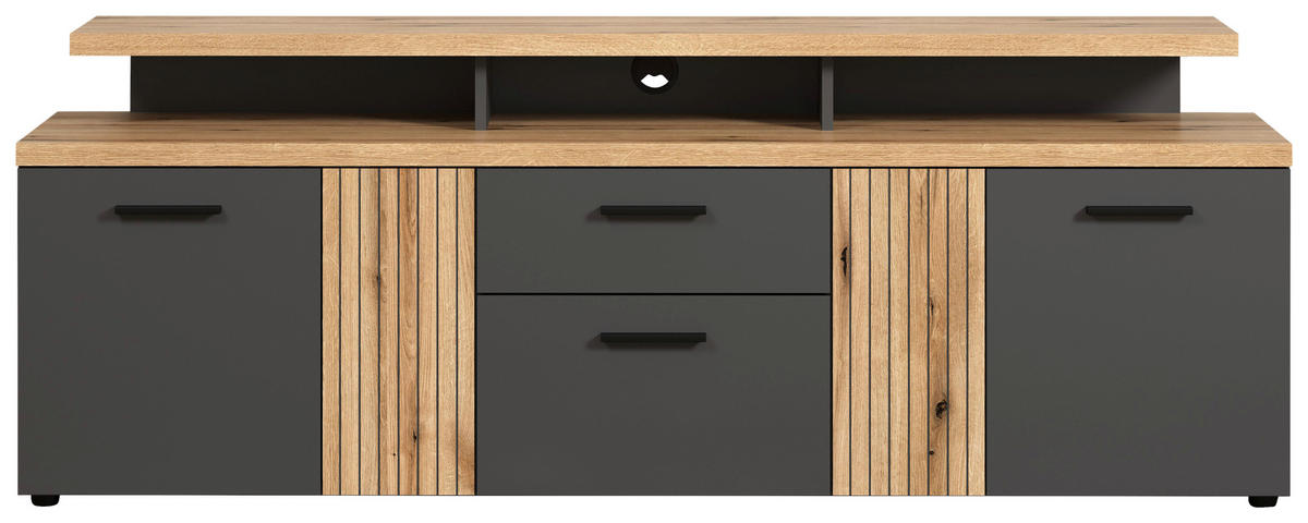 TV-Lowboard Esteban Eiche Evoke Oak Nachbildung anthrazit B/H/T: ca. 180x66x47 cm Esteban - Eiche/anthrazit (180,00/66,00/47,00cm)