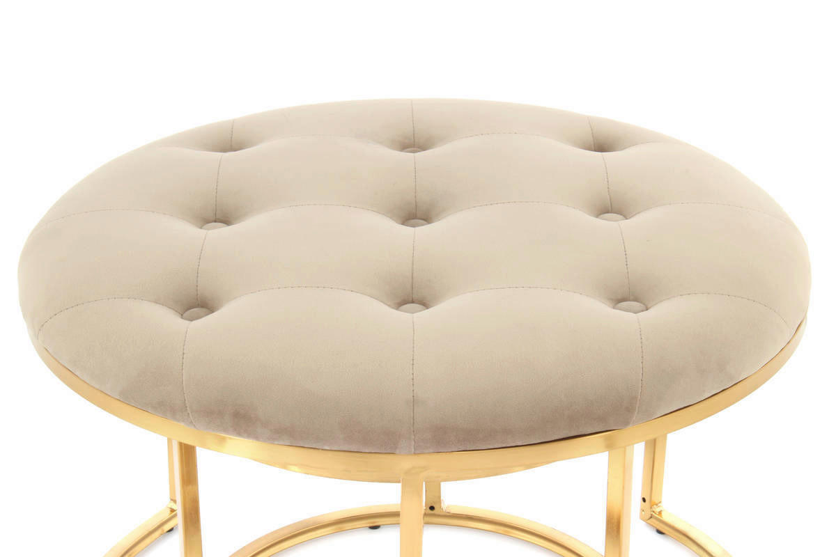 360 Living Hocker Myla 100 2er-Set taupe gold Samt Metall H/D: ca. 41x60 cm Myla 100 2er-Set - gold/taupe (60,00/41,00cm) - 360 Living