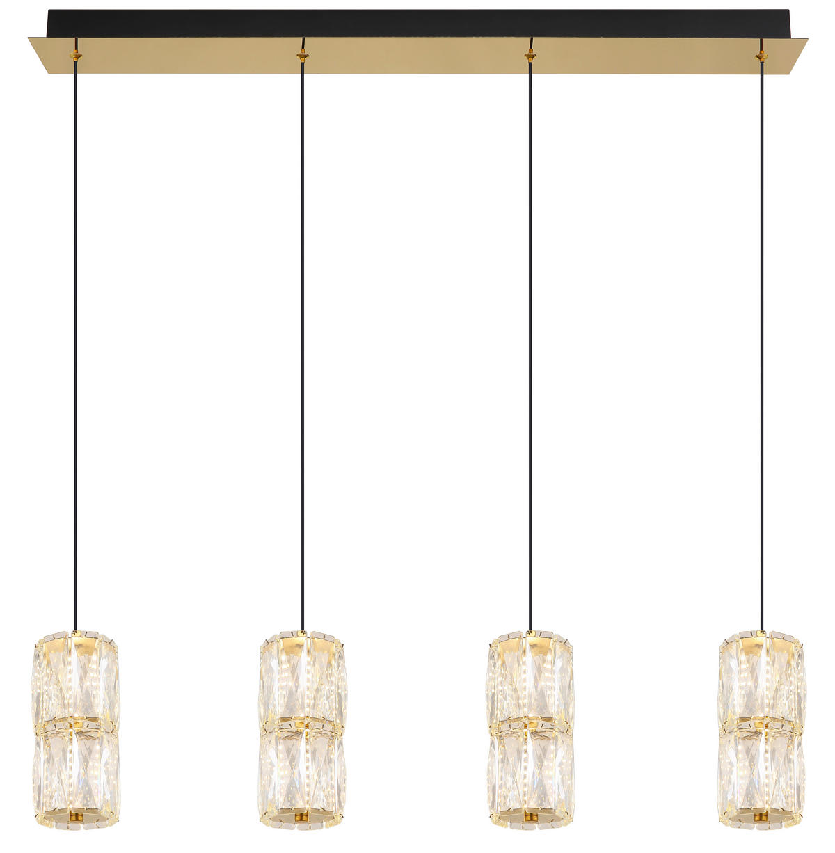 GLOBO Pendelleuchte mattschwarz gold klar Glas Metall B/H/T/L: ca. 9,5x150x84,5x84,5 cm 1.0 Brennstellen Stefanie - gold/klar (84,50/9,50/150,00cm) - GLOBO