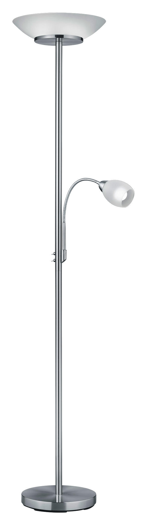 Reality Deckenfluter R40063107 nickel matt weiß Metall Glas H/D: ca. 180x34 cm E27 2 Brennstellen Deckenfluter_Gerry - weiß/nickel matt (34,00/180,00cm)