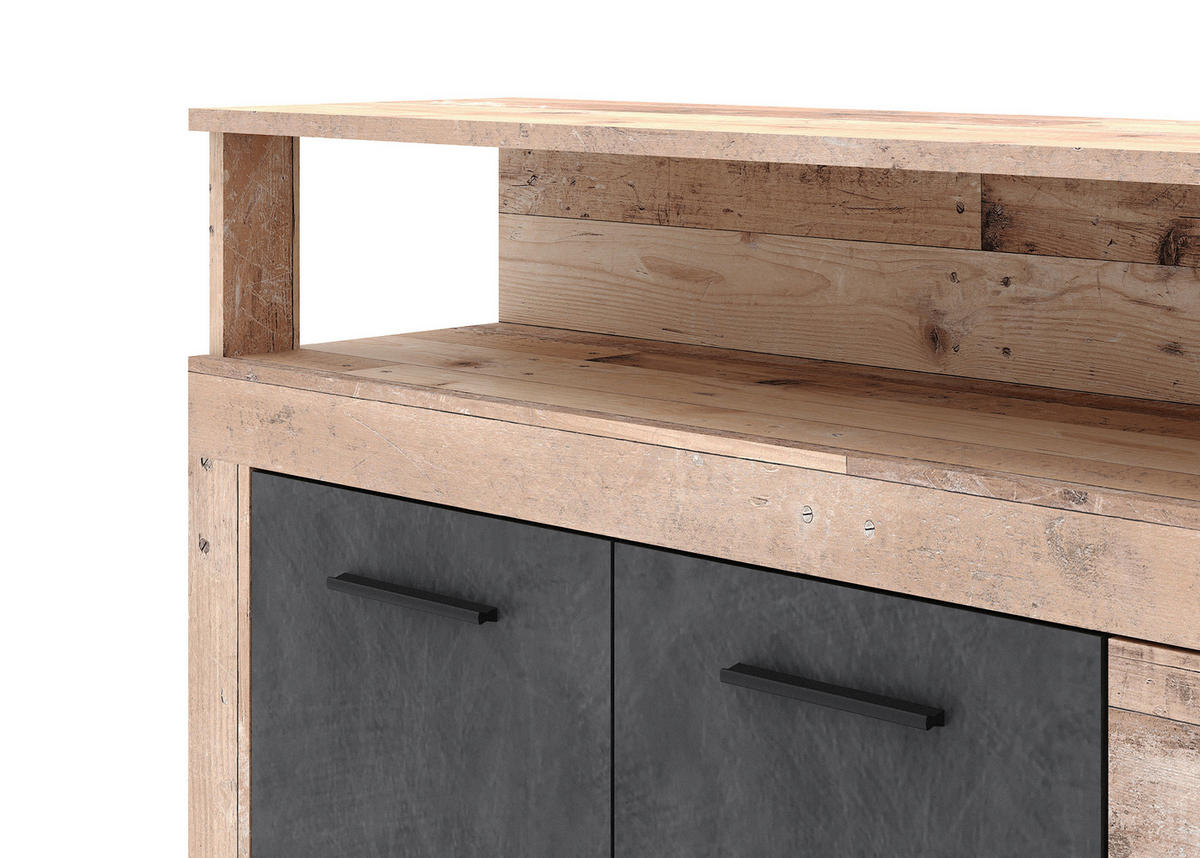 Kommode LUNA XXL Eiche Old Wood hell Nachbildung Eiche Matera Nachbildung B/H/T: ca. 190x95,9x31,9 cm LUNA XXL - Eiche (190,00/95,90/31,90cm) - WIPMEB
