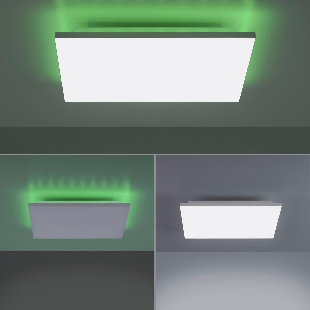 Just Light Deckenleuchte 15600-16  Gustav weiß Aluminium Kunststoff Eisen B/H/L: ca. 45x7x45 cm Gustav - weiß (45,00/45,00/7,00cm) - Just Light