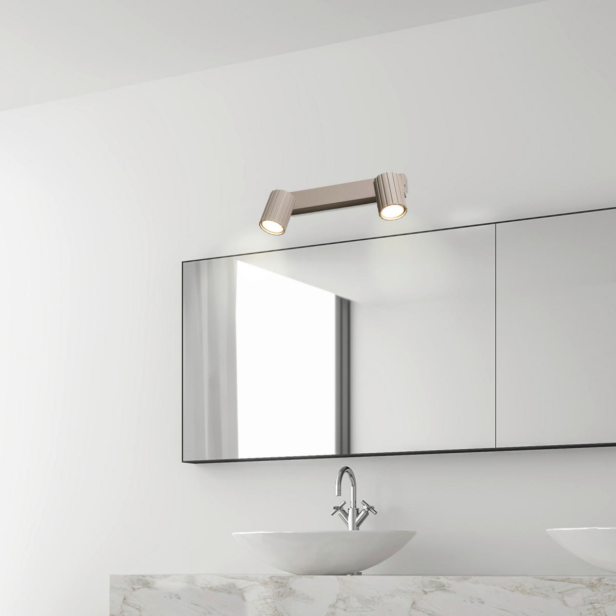 Lamkur Strahler beige Stahl B/H/L: ca. 6,5x16,5x30 cm 2 Brennstellen Prisma - beige (30,00/6,50/16,50cm) - Lamkur