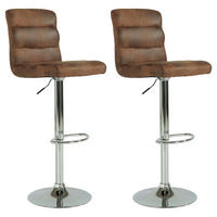 Barhocker PHIL  2er-Set braun Vintage Chrom Kunstleder Metall PHIL  2er-Set - braun/Chrom - byLIVING