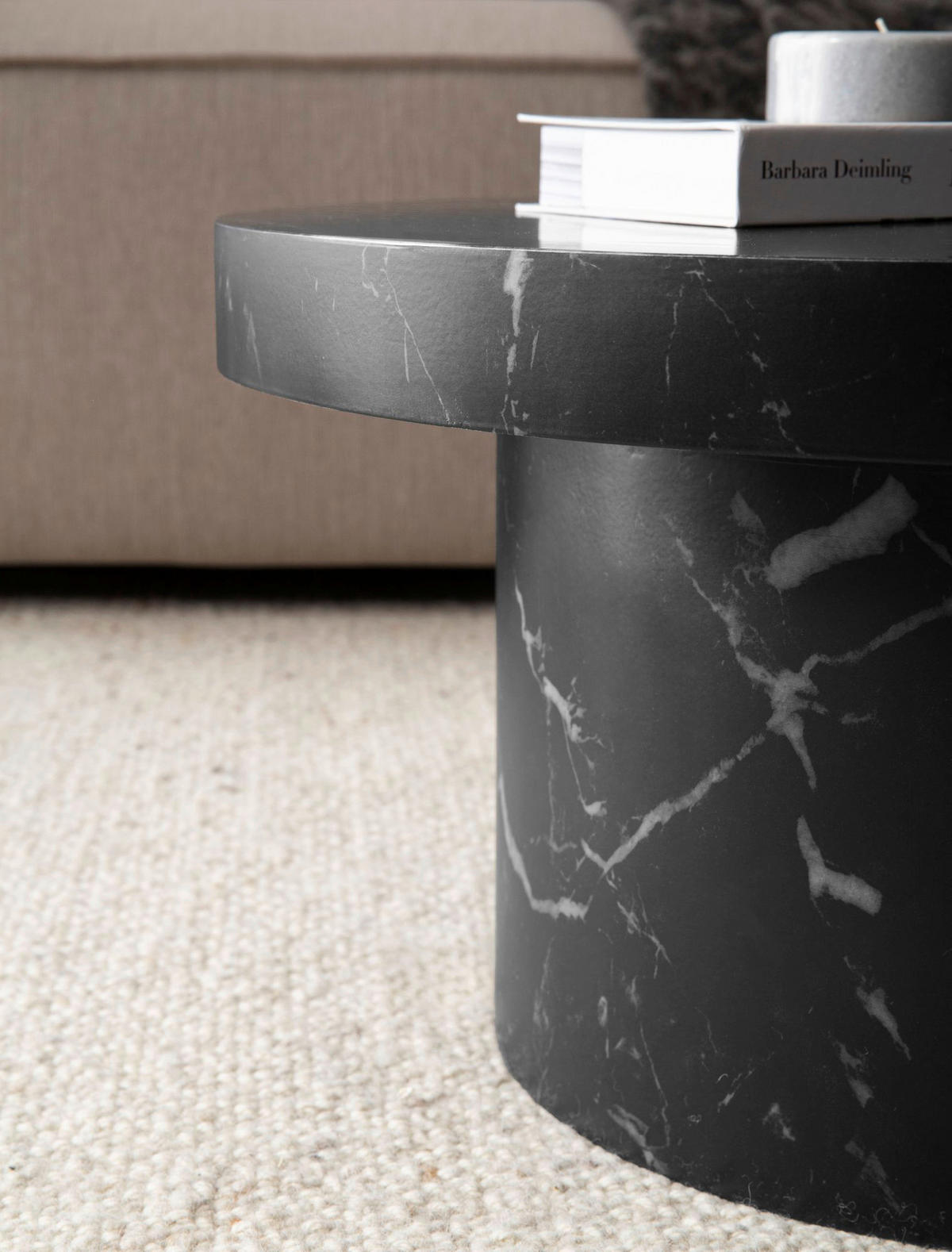Couchtisch schwarz Marmor Optik B/H/T: ca. 60x30x60 cm Couchtisch - schwarz (60,00/30,00/60,00cm) - Wohnling