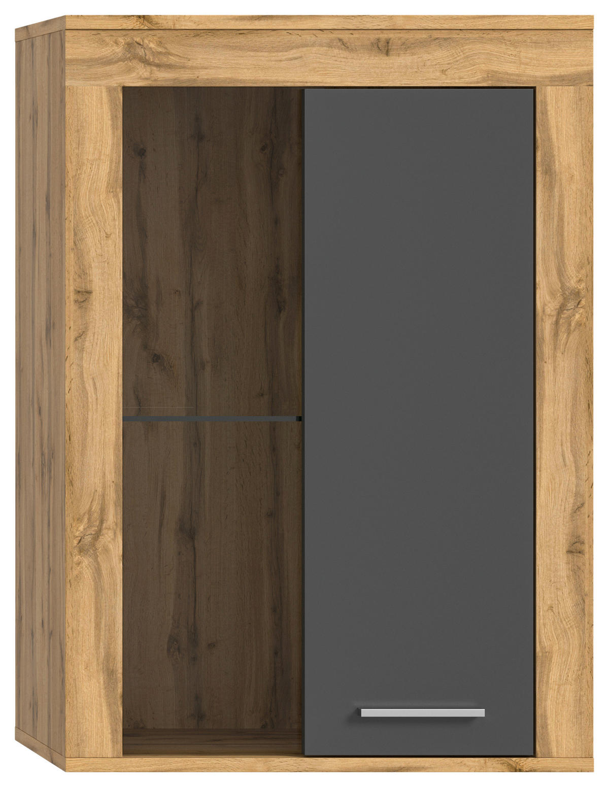 Vitrine Jam Eiche Wotan Nachbildung grau B/H/T: ca. 60x86x35 cm Jam - Eiche/grau (60,00/86,00/35,00cm) - xonox.home