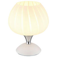 GLOBO Tischleuchte Opal Chrom weiß Metall Glas H/D: ca. 20,5x15 cm E27 1 Brennstellen MAXY - weiß/Opal (15,00/20,50cm) - GLOBO
