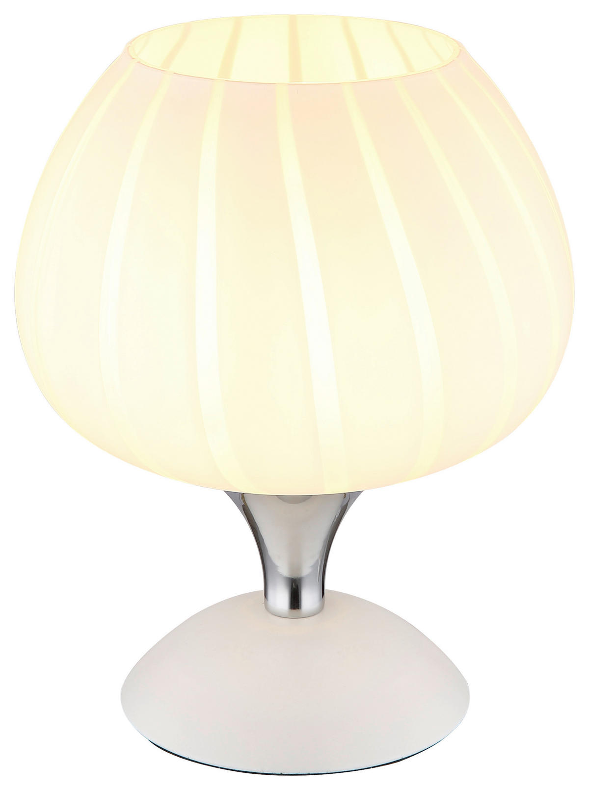 GLOBO Tischleuchte Opal Chrom weiß Metall Glas H/D: ca. 20,5x15 cm E27 1 Brennstellen MAXY - weiß/Opal (15,00/20,50cm) - GLOBO