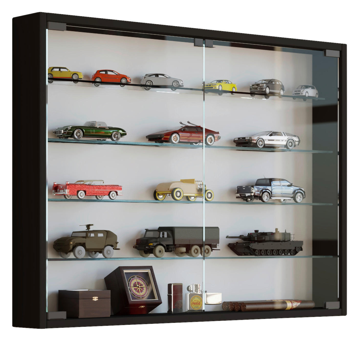 Vitrine Mandosa L schwarz Holzwerkstoff Glas B/H/T: ca. 80x60x10 cm Mandosa L - schwarz (80,00/60,00/10,00cm) - VCM Möbel