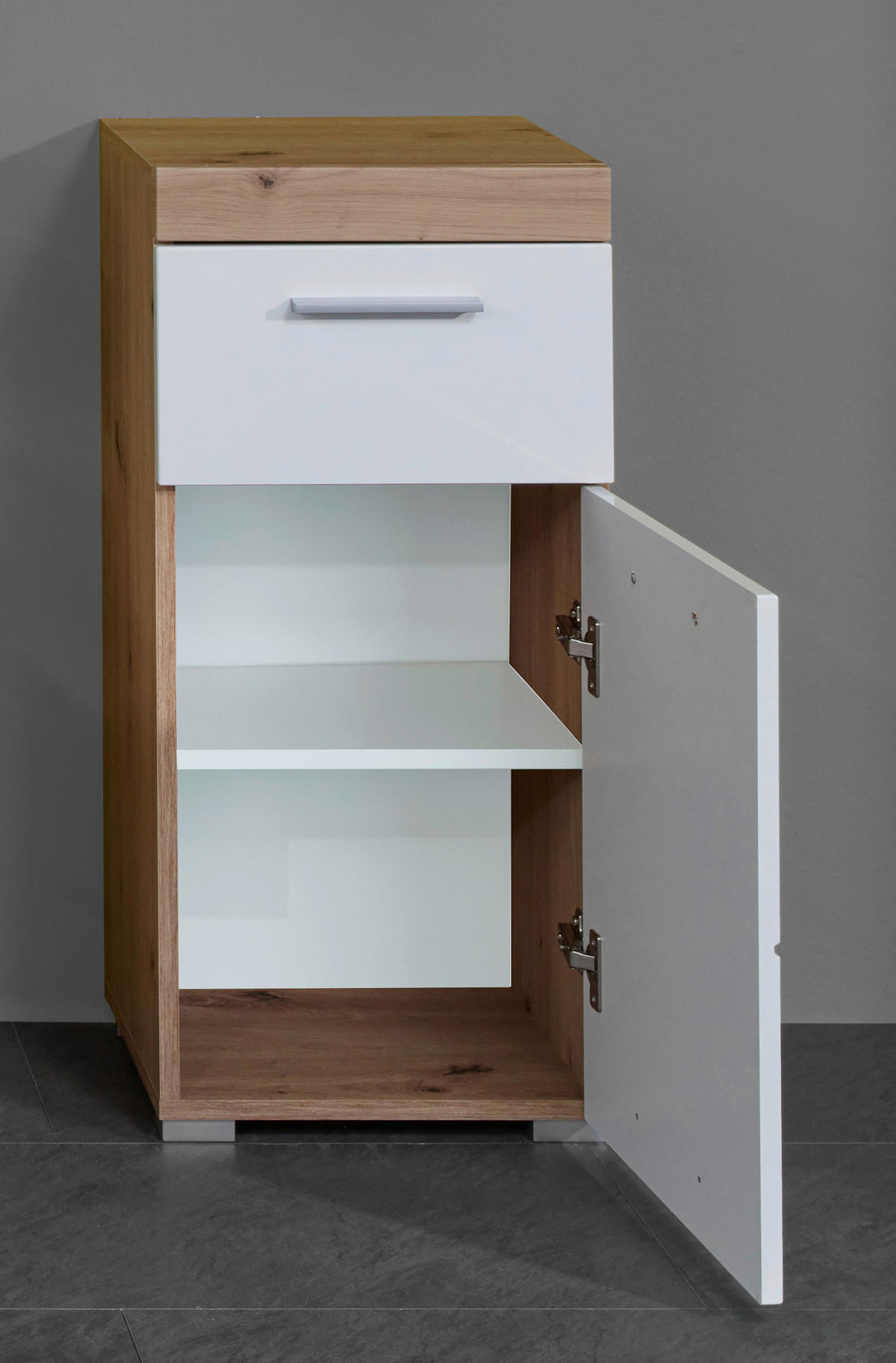 Stauraumelement Amanda weiß Hochglanz Asteiche Nachbildung B/H/T: ca. 37x79x31 cm Amanda - weiß (37,00/79,00/31,00cm) - Trendteam