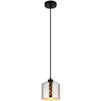 GLOBO Hängeleuchte Chrom klar mattschwarz Metall Glas PVC H/D: ca. 120x15 cm E27 1 Brennstellen ALONSO - klar/Chrom (15,00/120,00cm) - GLOBO