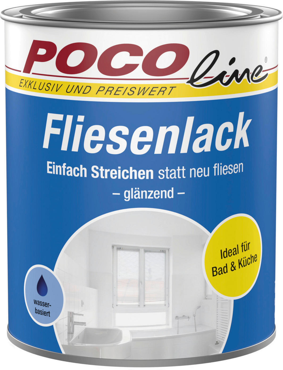 POCOline Fliesenlack Lichtgrau glänzend ca. 0,75 l Fliesenlack glz 750ml grau - Lichtgrau (750ml) - POCOline