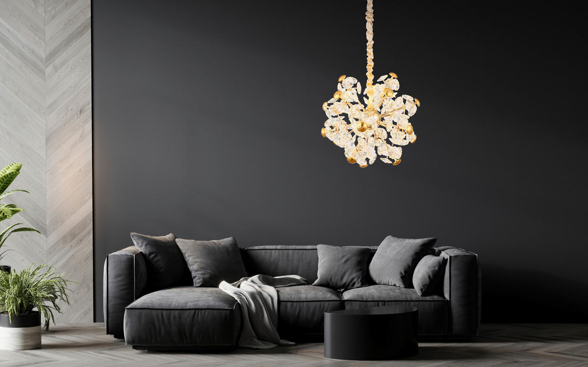 GLOBO Pendelleuchte gold klar Glas Metall H/D: ca. 125x50 cm 1.0 Brennstellen Floriella - gold/klar (50,00/125,00cm) - GLOBO