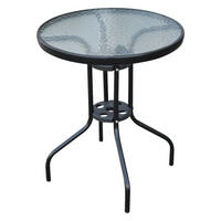 Outsunny Glastisch schwarz Metall H/D: ca. 70x60 cm Glastisch - schwarz (60,00/70,00cm) - Outsunny