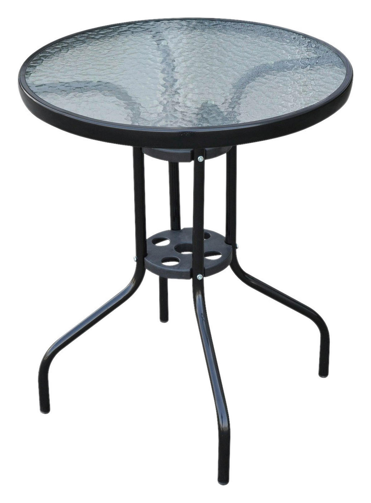 Outsunny Glastisch schwarz Metall H/D: ca. 70x60 cm Glastisch - schwarz (60,00/70,00cm) - Outsunny